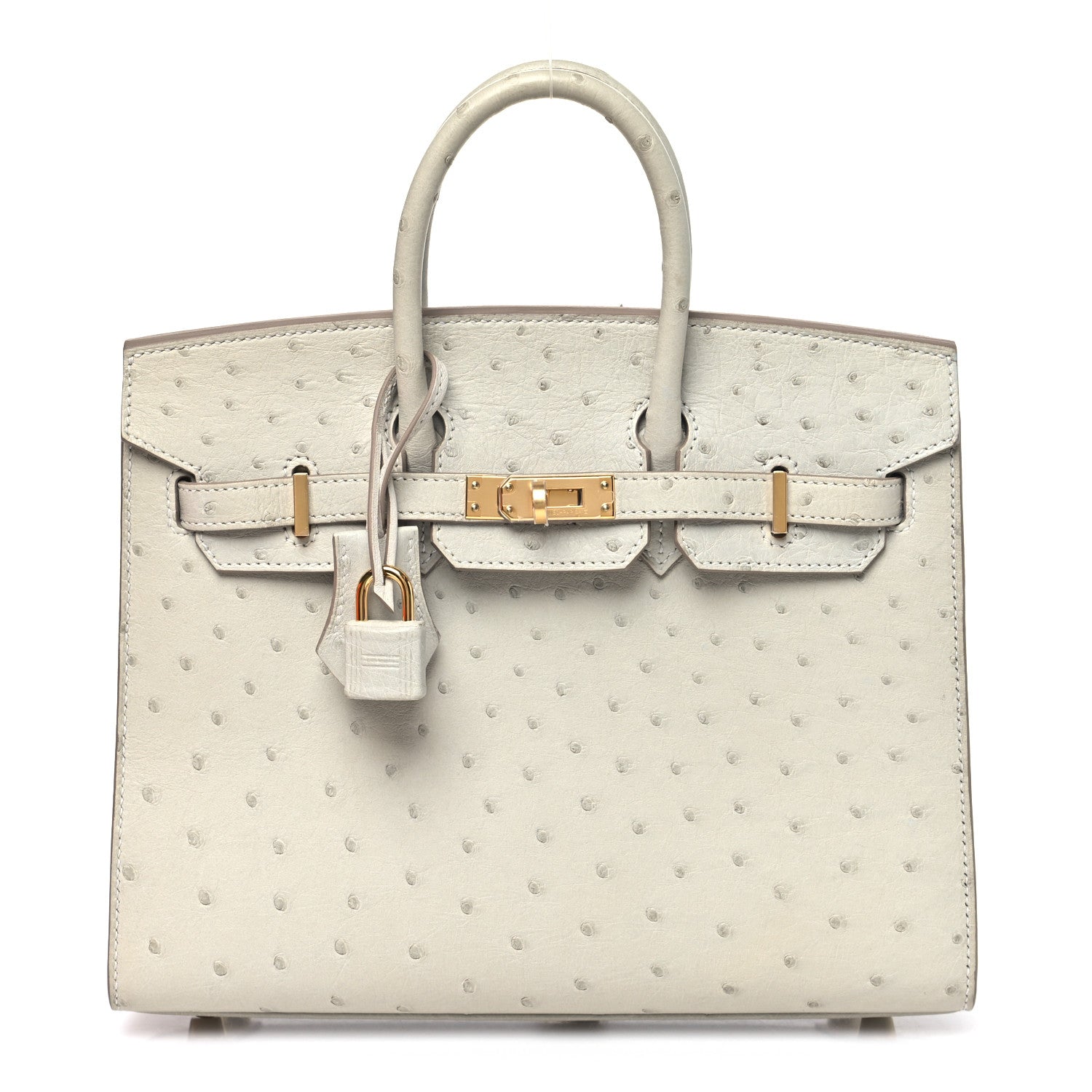 Ostrich Birkin Sellier 25 Gris Perle