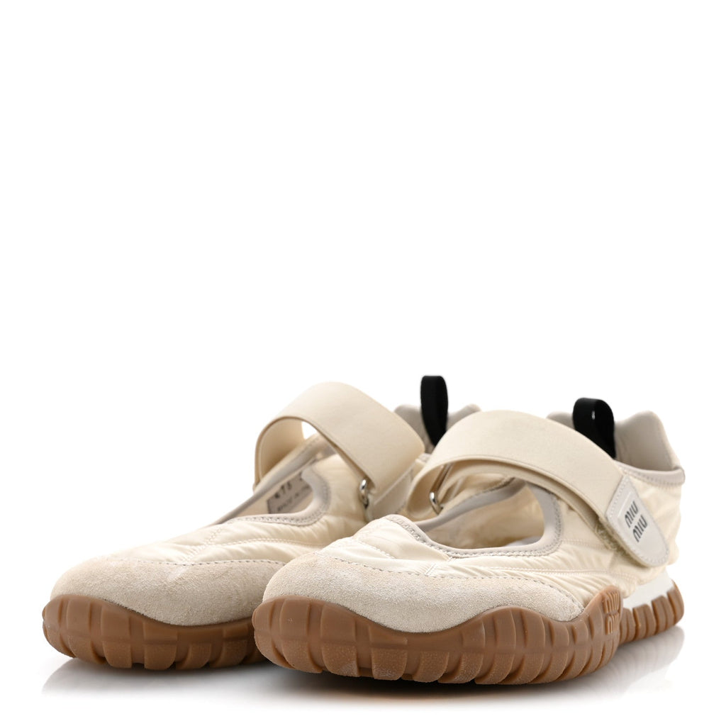 Technical Fabric Suede Womens Tyre Ballerina Flats 36.5 Ivory