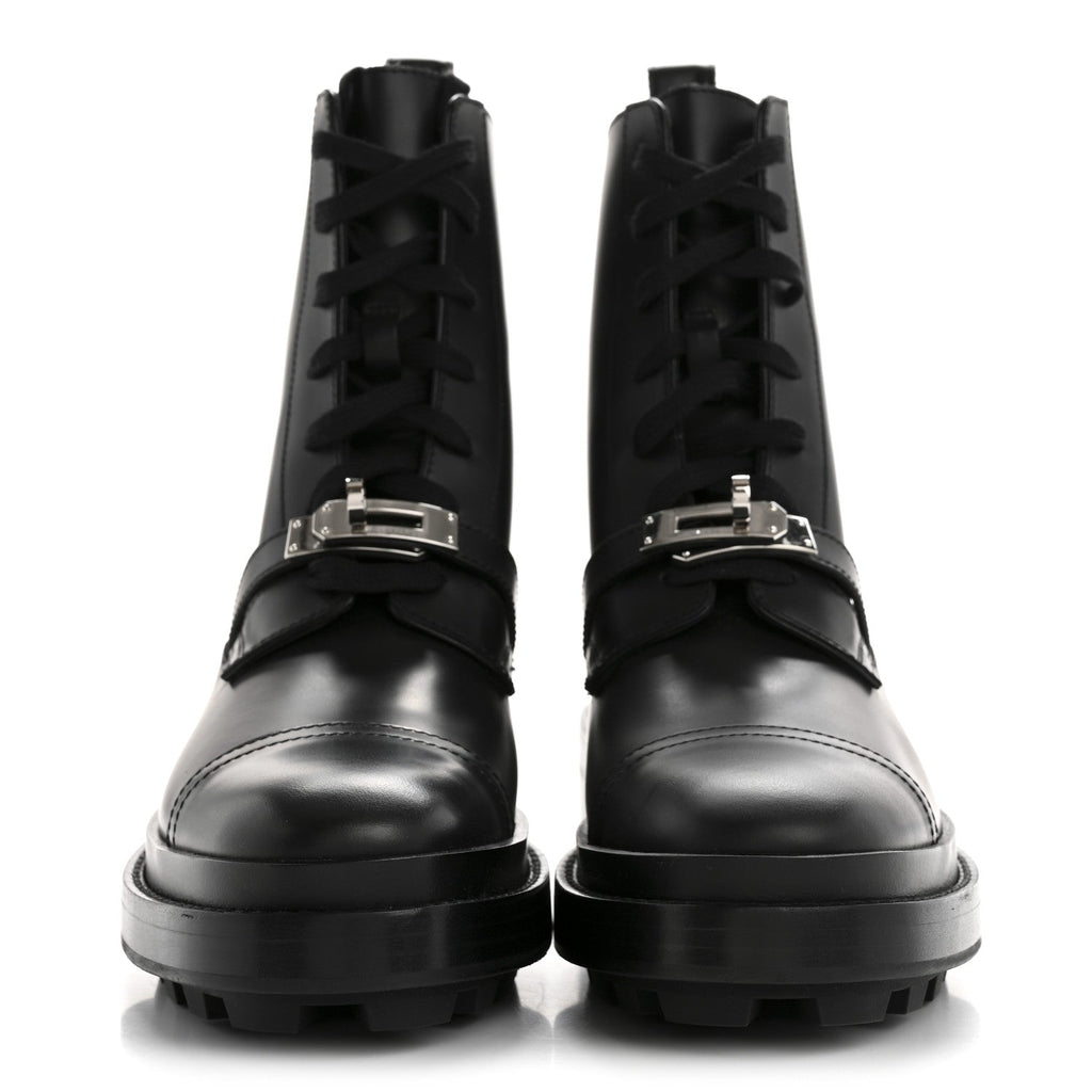 Glossed Calfskin Funk Ankle Boots 36 Black