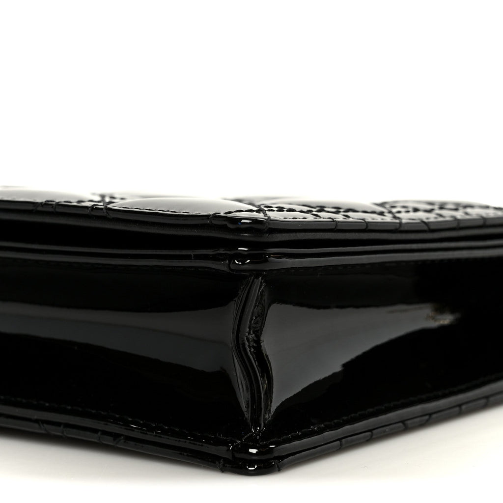 Patent Cannage Lady Dior Convertible Clutch Black