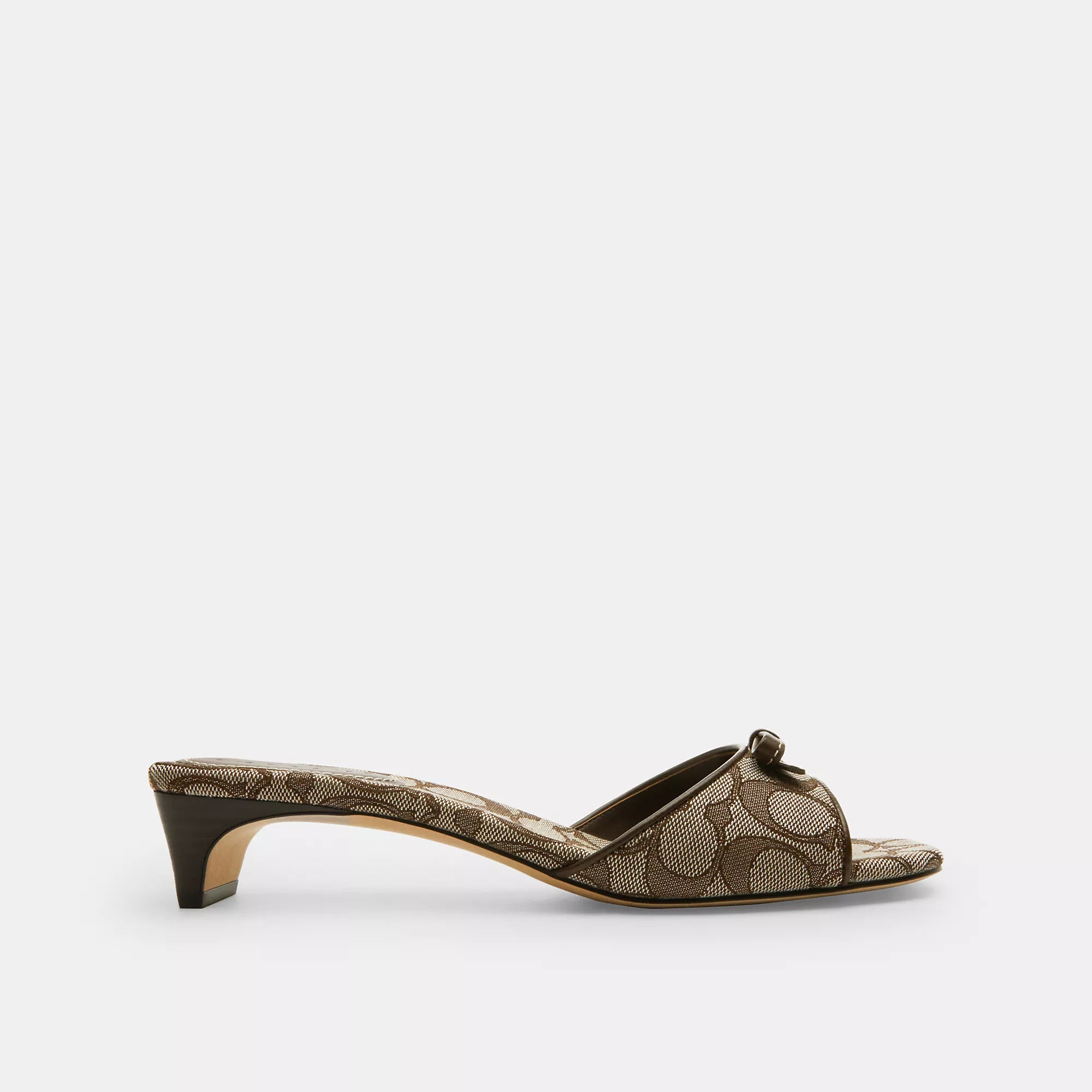 Coach Outlet Bow Kitten Heel Sandal In Signature Jacquard