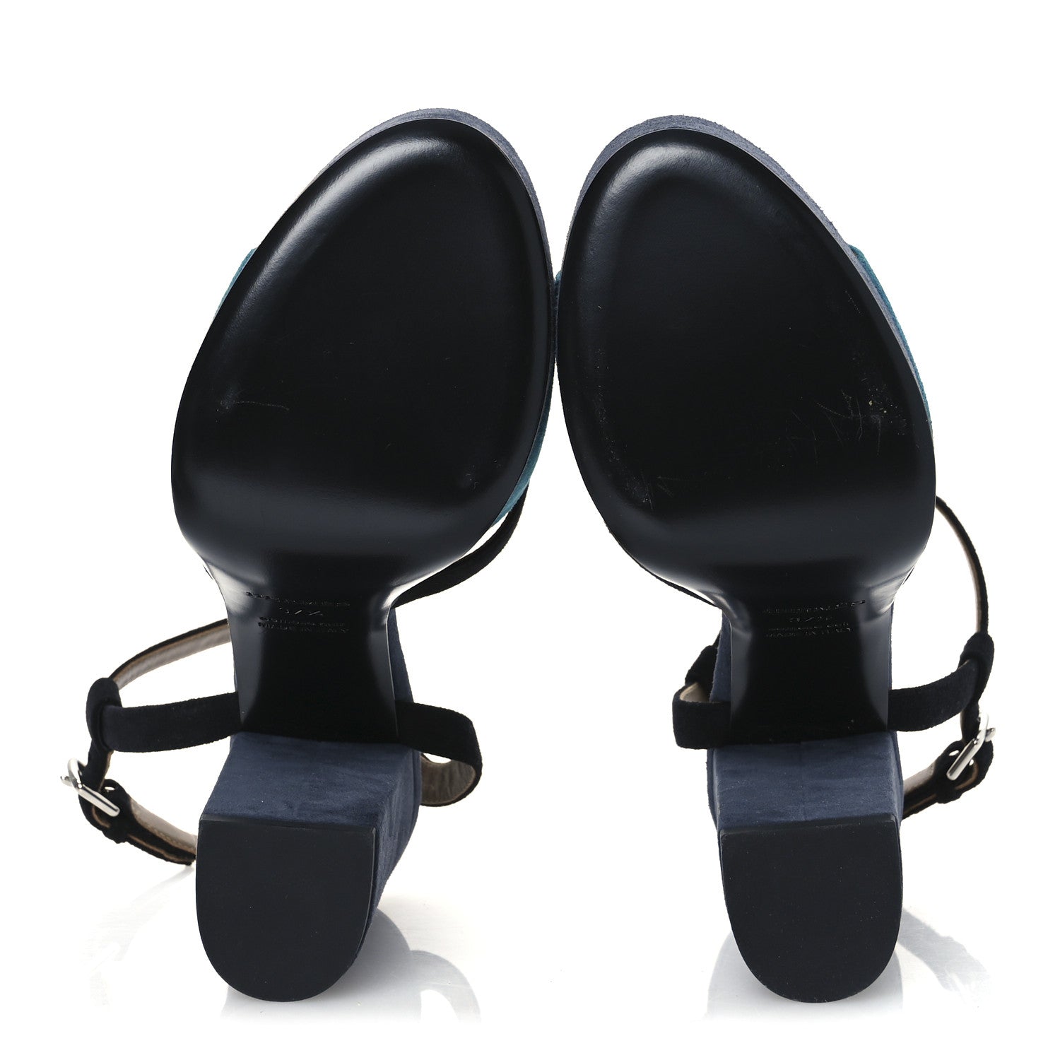 Suede Goatskin Calas Sandals 37.5 Vert Oxford Bleu Celeste Black