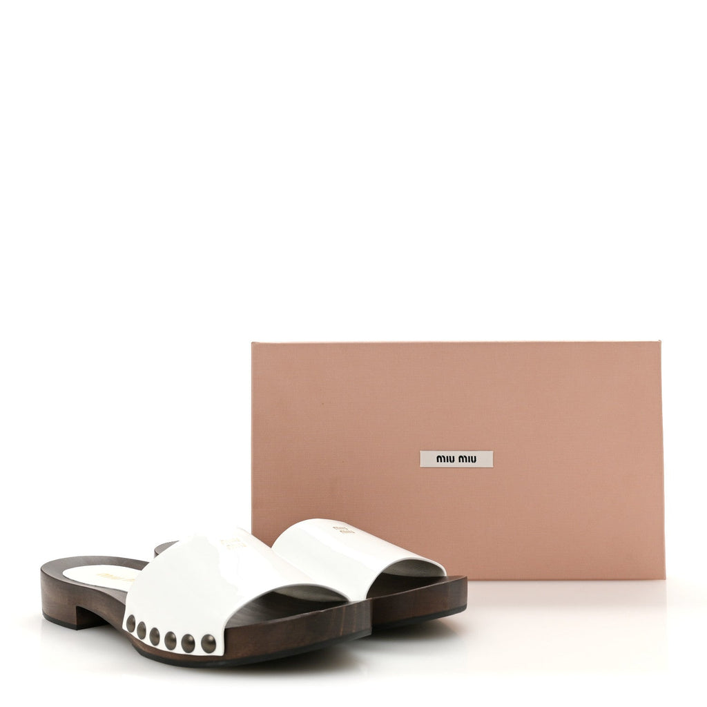 Vernice Logo Slide Clogs 36 White