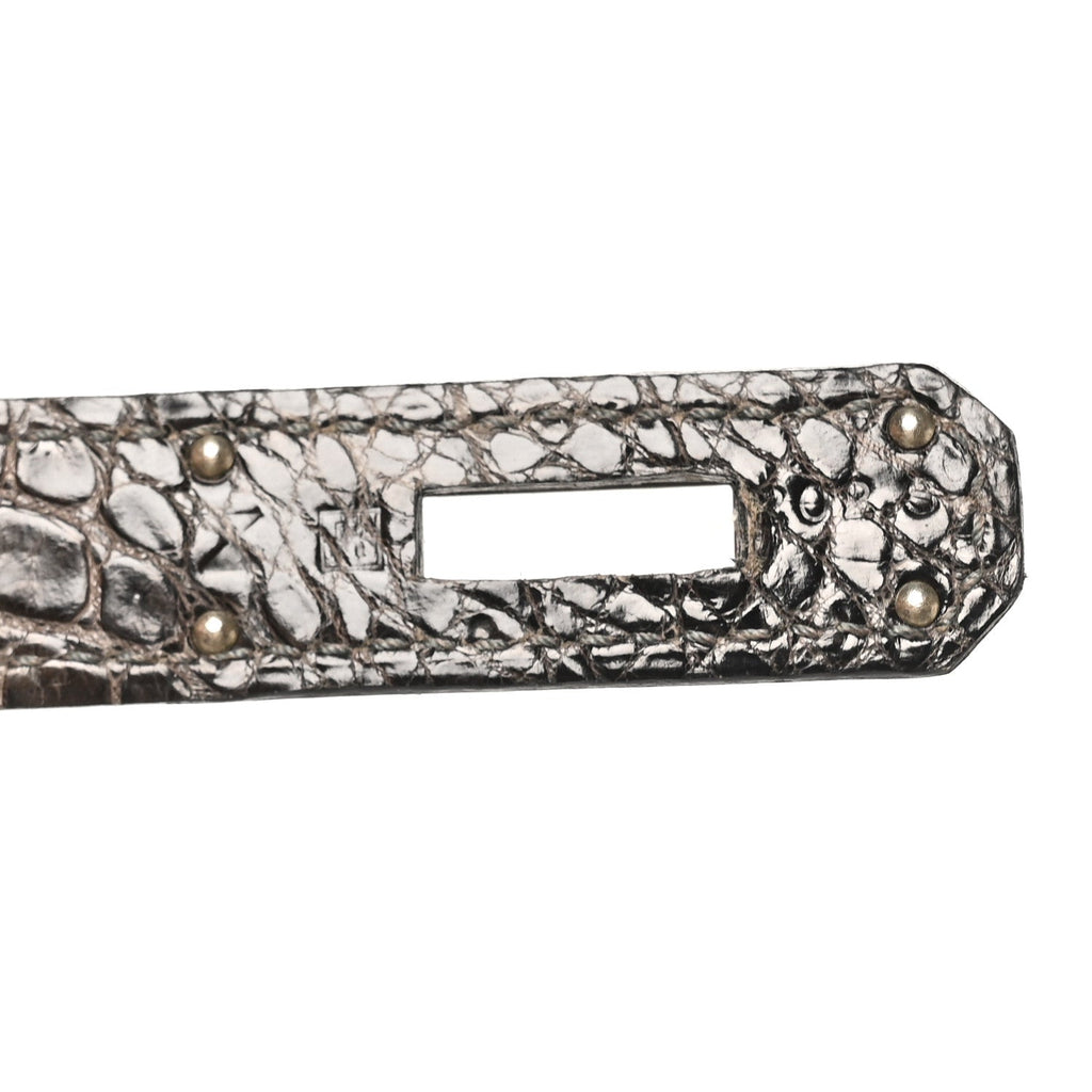 Shiny Porosus Crocodile Kelly Sellier 35 Graphite