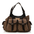 Monogram Pocket Satchel Brown Beige