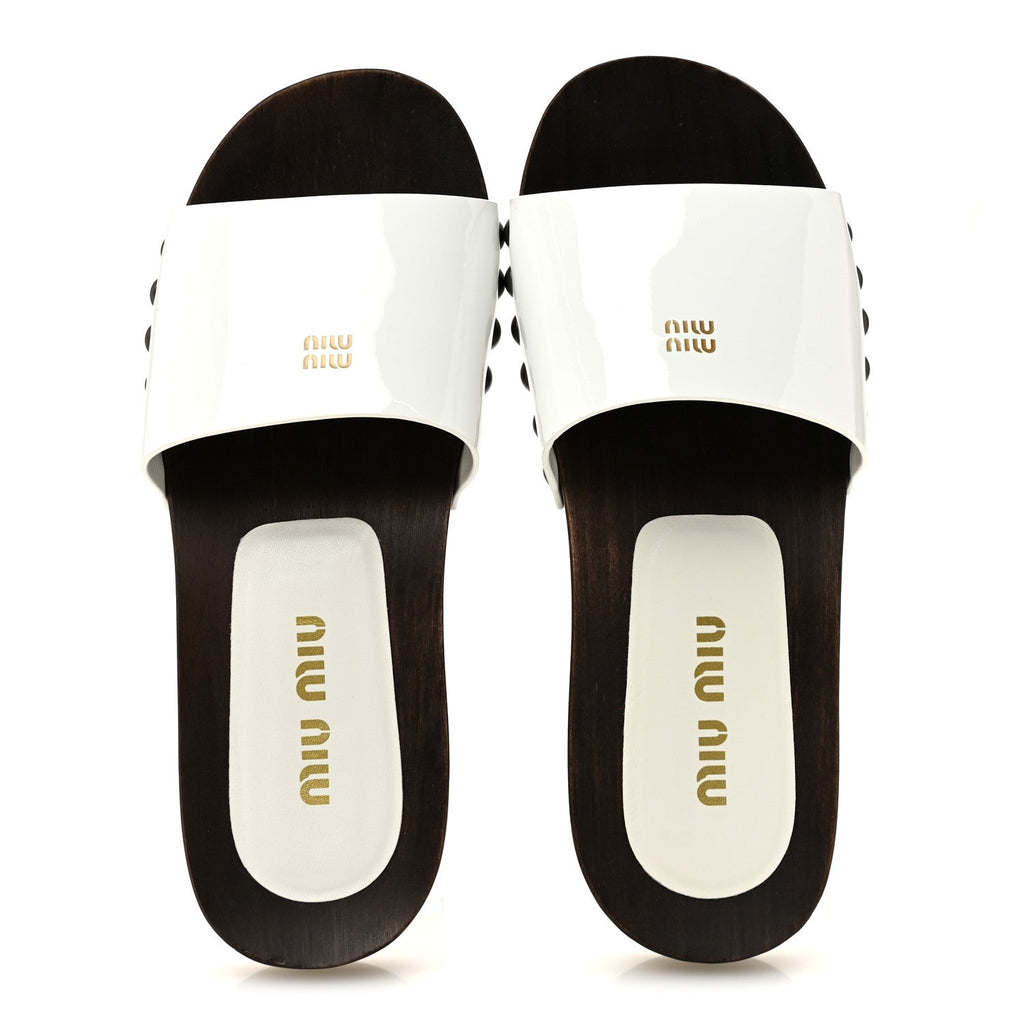 Vernice Logo Slide Clogs 36 White