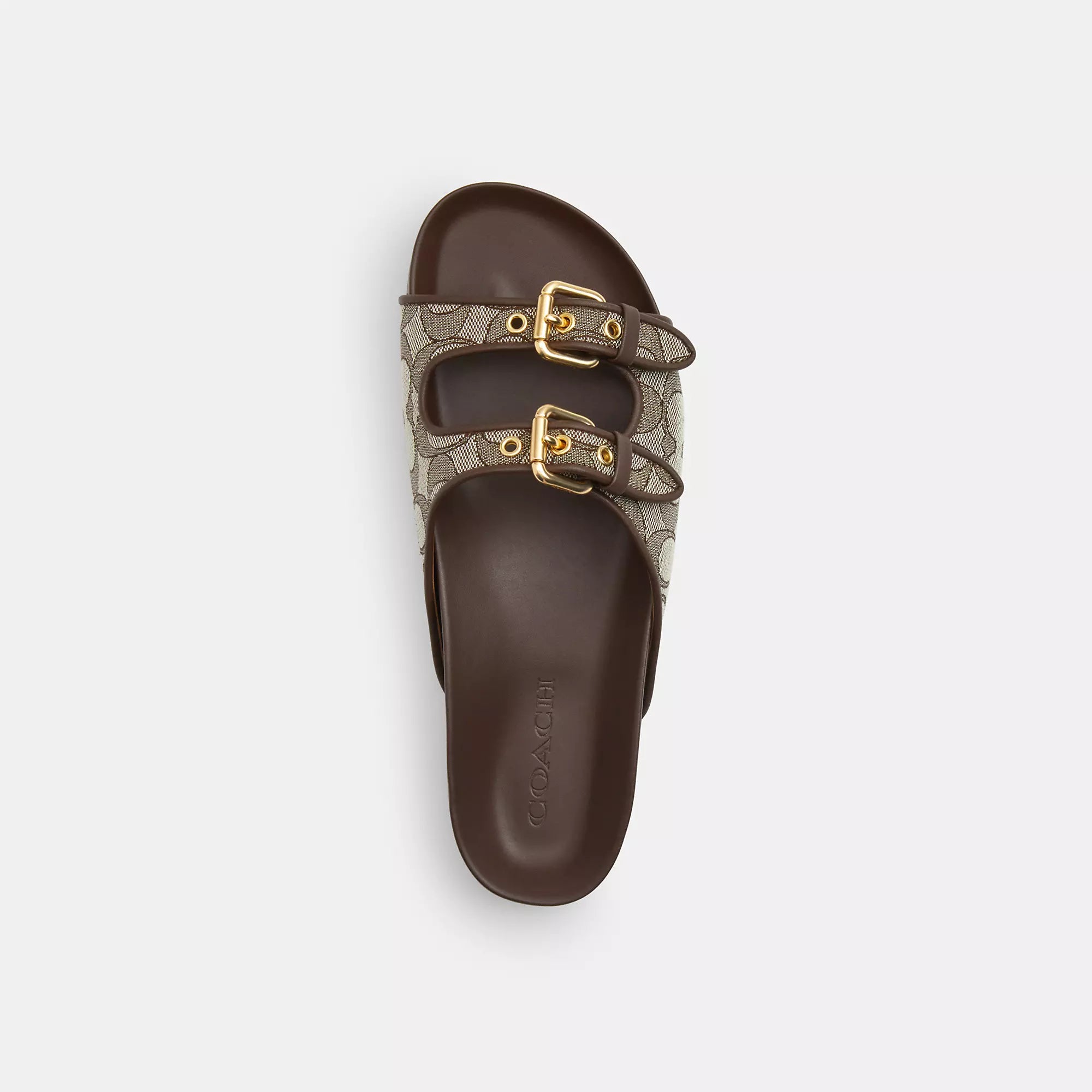Coach Outlet Two Band Buckle Sandal In Signature Jacquard
