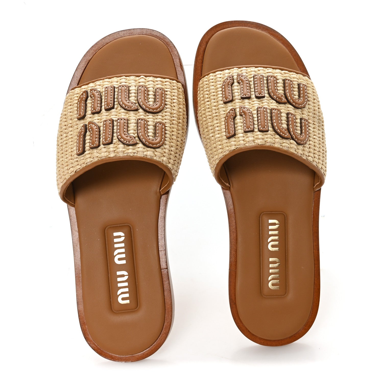 Stuoia Raffia Calfskin Logo Sandals 36 Naturale