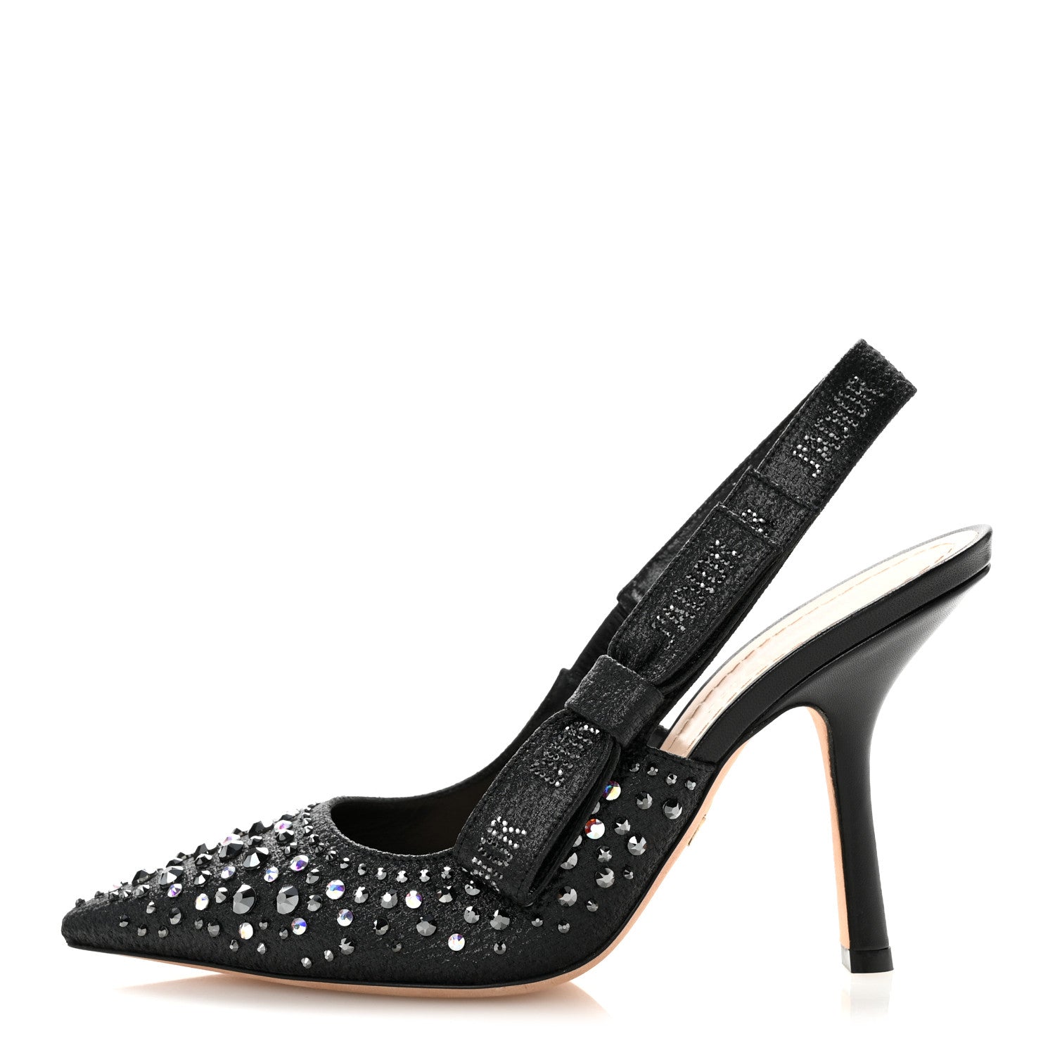 Fabric Strass J'Adior Slingback 100mm Pumps 38 Black
