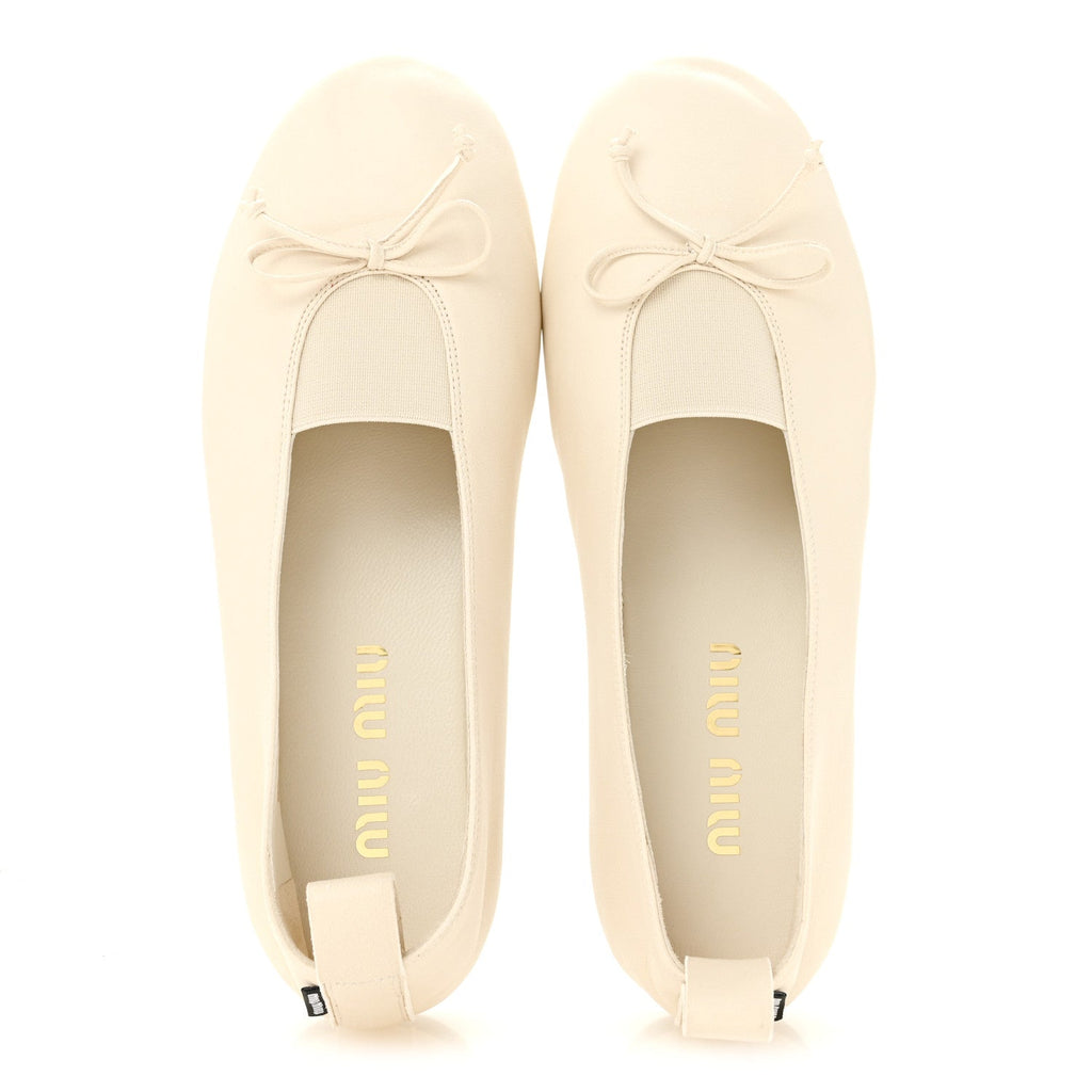 Nappa Womens Elan Bow Ballerina Flats 36 Avorio
