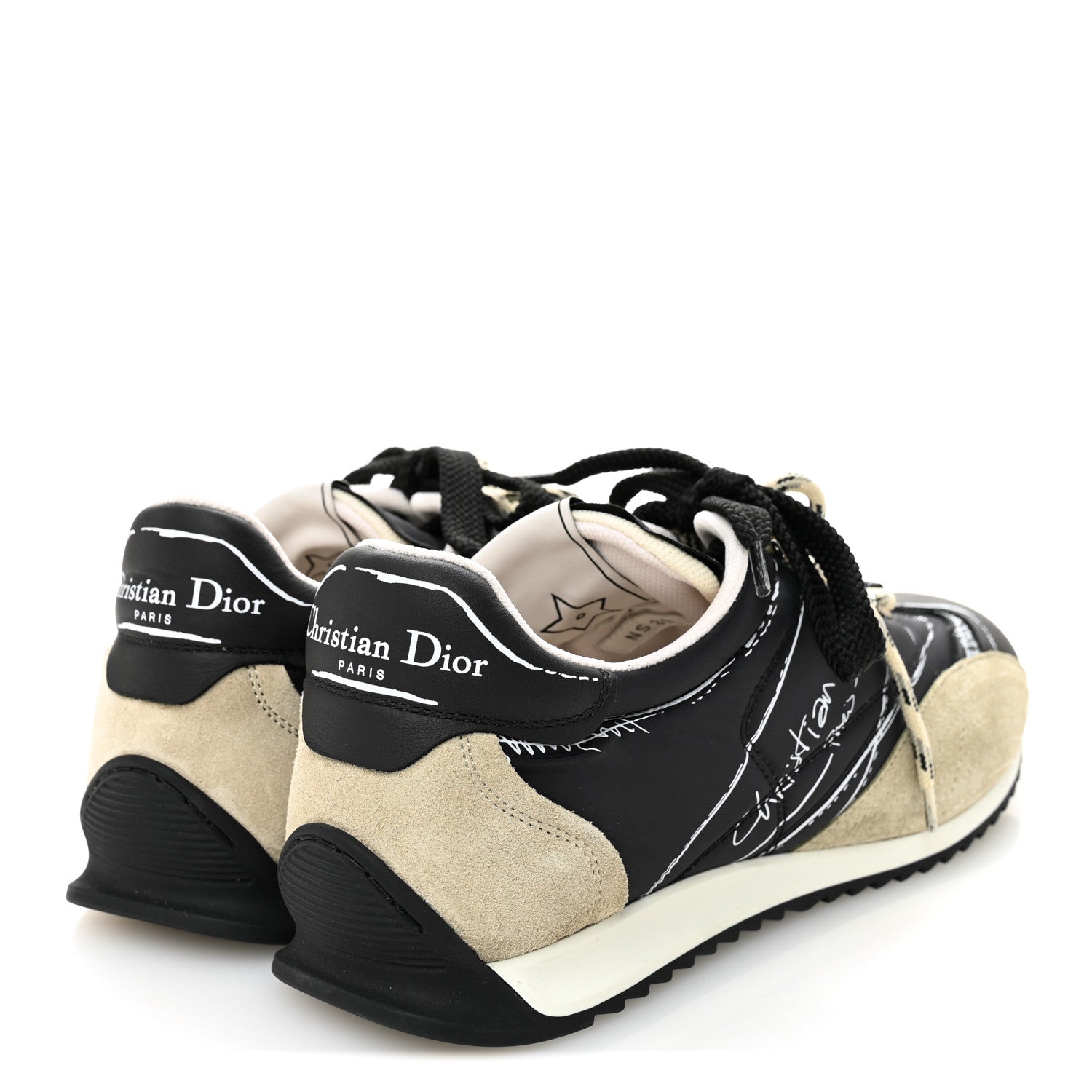 Calfskin Nylon Womens D-Sketch Sneakers 39 Black