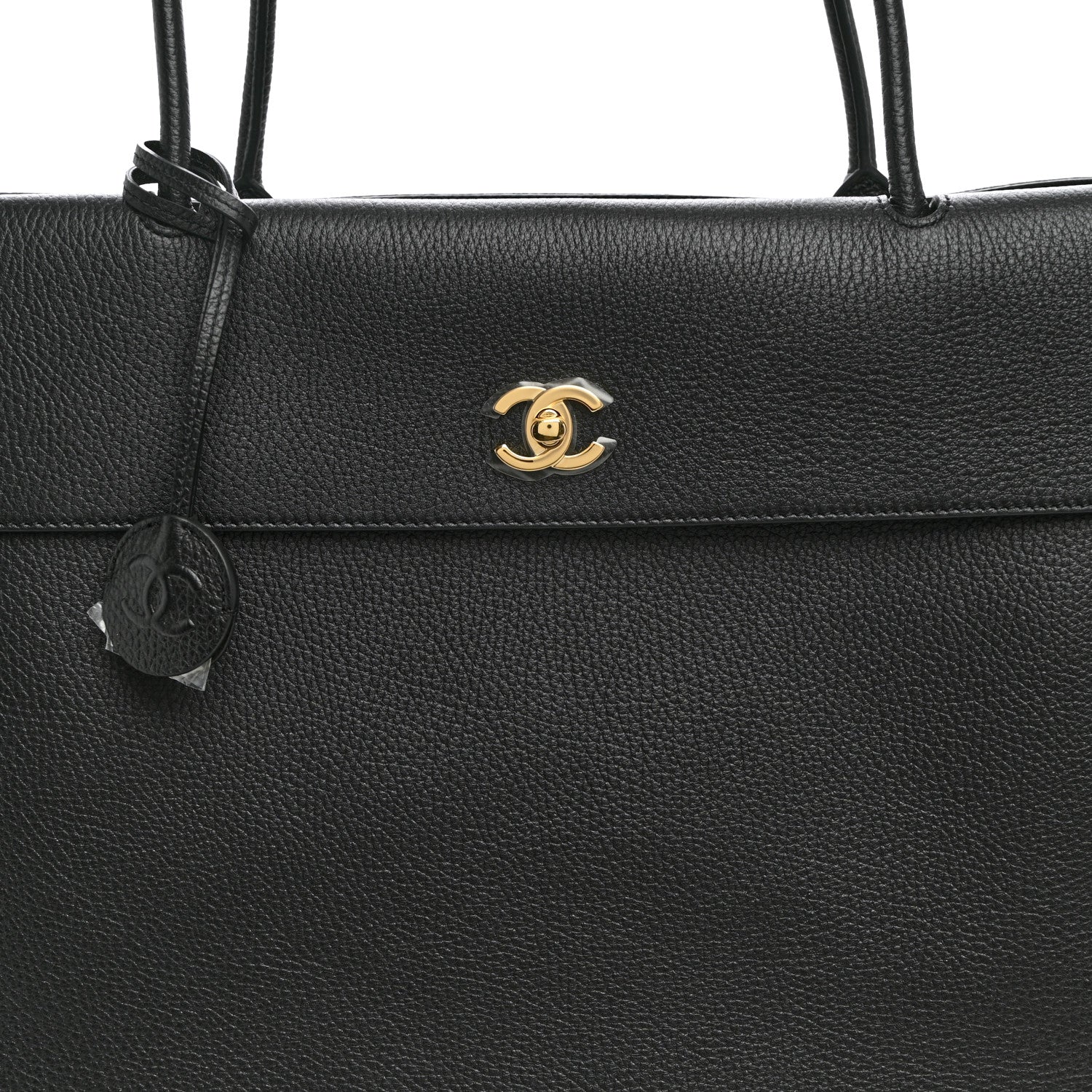 Grained Calfskin Large Urban Essentials Shopping Bag Black