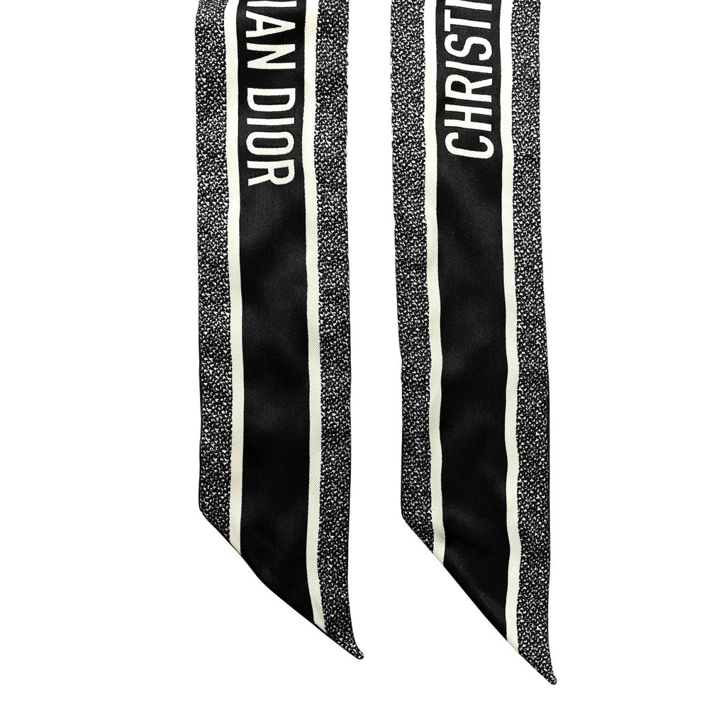 Silk Houndstooth Mitzah Scarf Black White