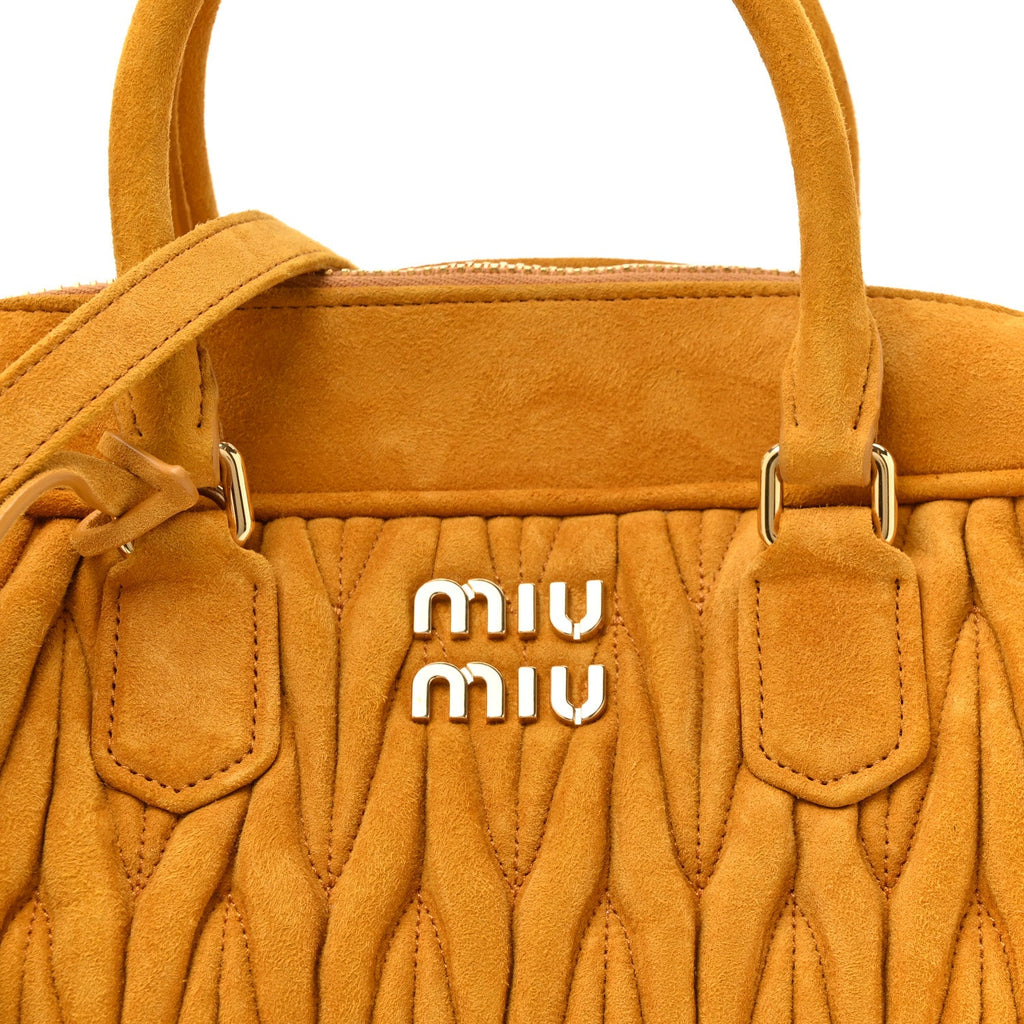 Suede Matelasse Large Arcadie Top Handle Bag Whiskey