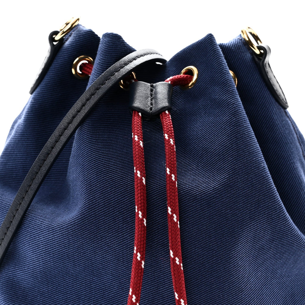 Canvas Gabardine Pouch Bucket Bag Indaco Amaranto