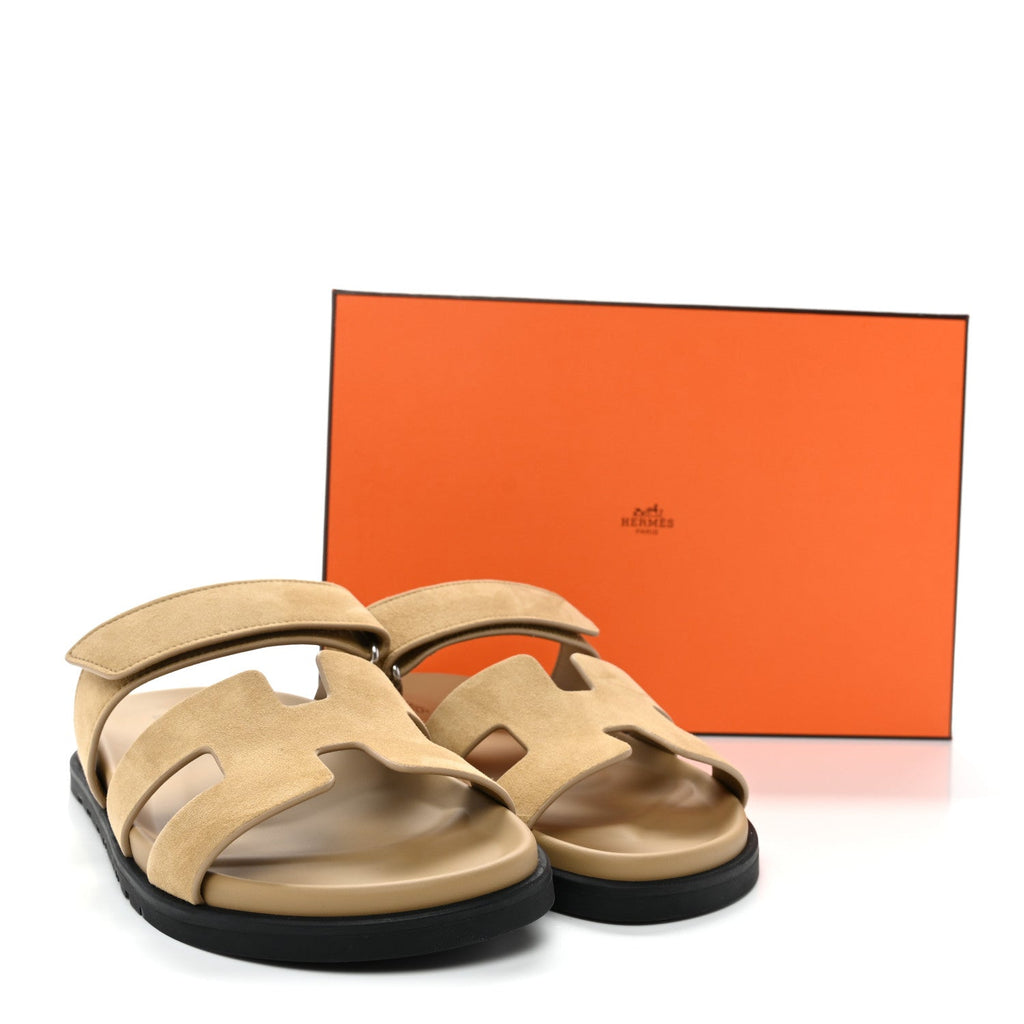 Suede Goatskin Womens Chypre Sandals 39 Beige Lin