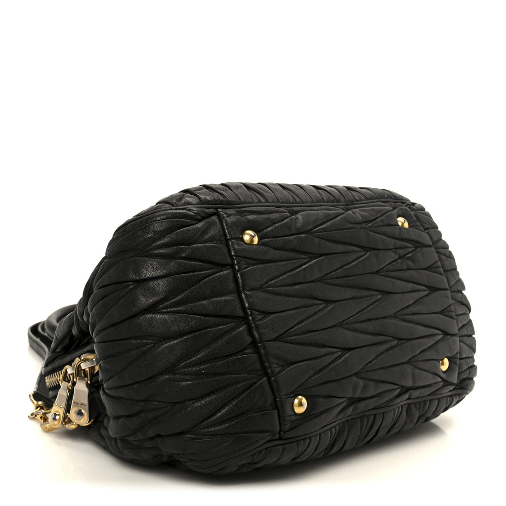 Nappa Matelasse Top Handle Black