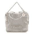 Crystal Embellished Metallic Lambskin Mini Chanel 22 Silver