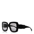 Acetate Calfskin Polarized Square Sunglasses 5474-Q Black