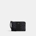 Coach Outlet Corner Zip Wristlet In Signature Canvas With Stripe