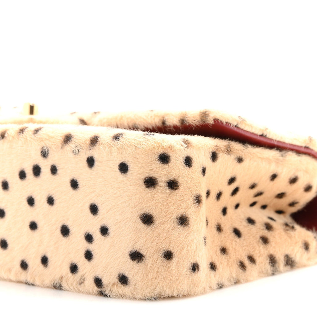 Pony Hair Cheetah Printed Creative Fabrics Flap Light Beige Black