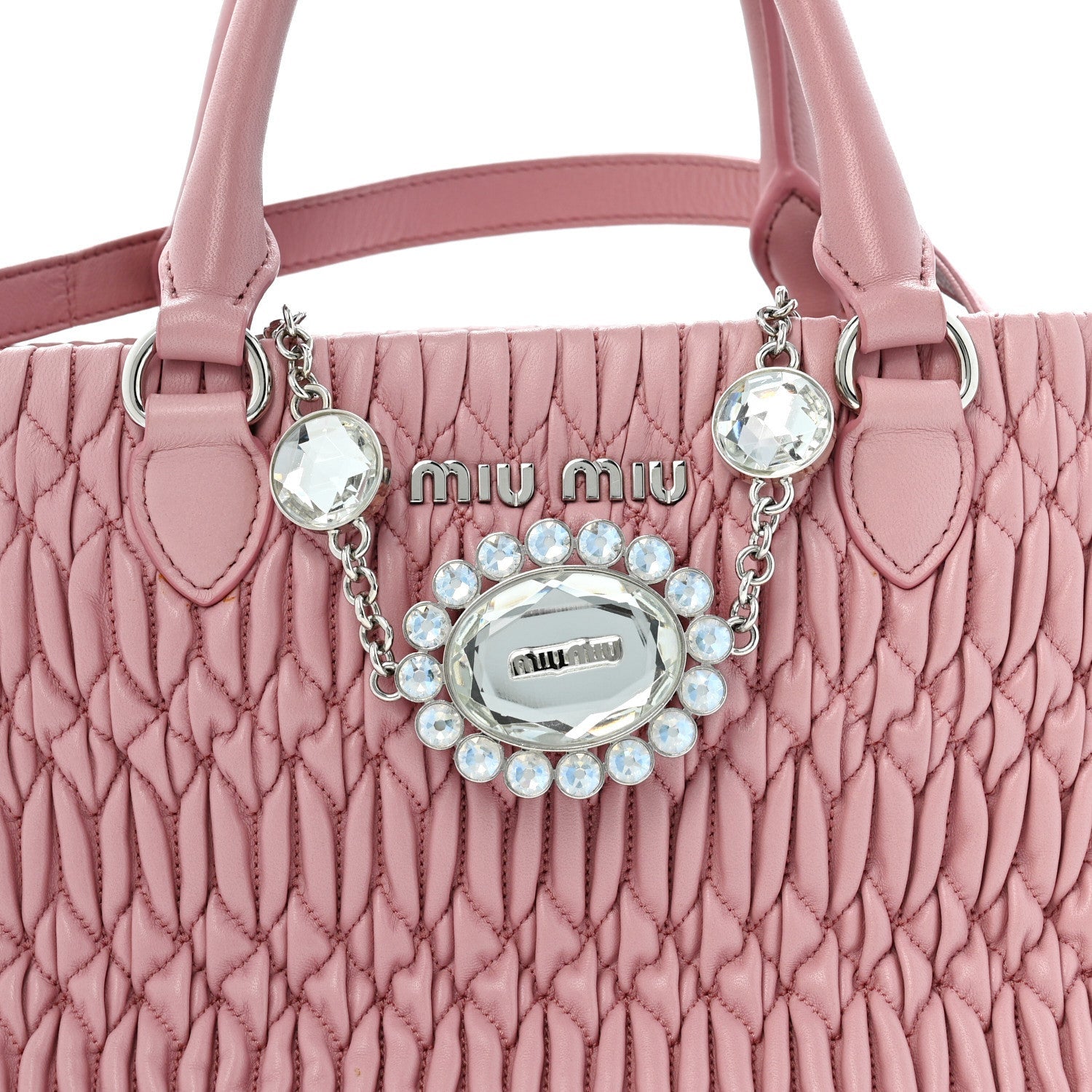 Nappa Matelasse Swarovski Crystal Tote Rosa