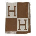 Wool Cashmere Avalon Blanket Ecru Camel
