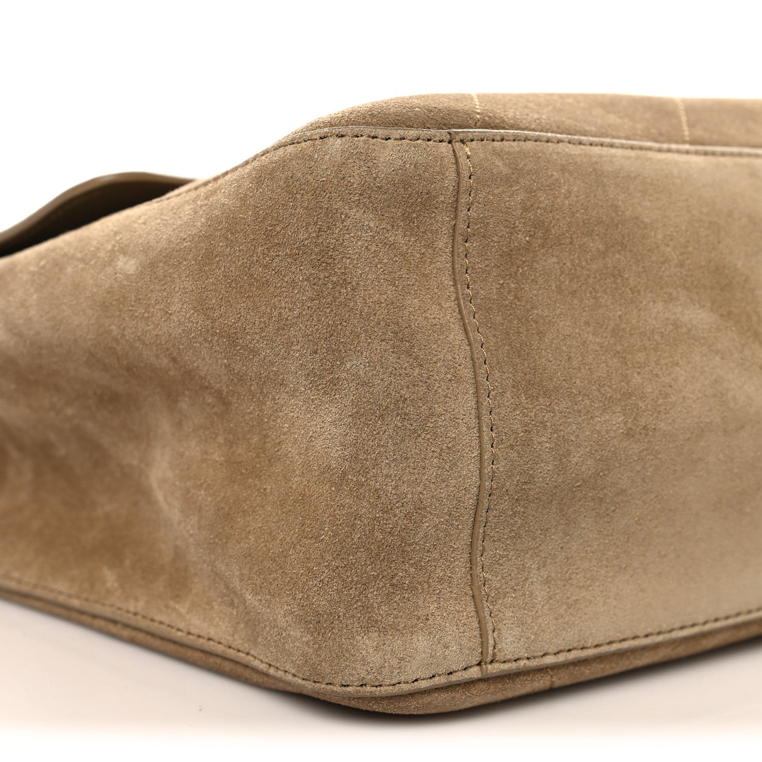 Suede Calfskin Souplissimo Maxi Flap Dark Beige
