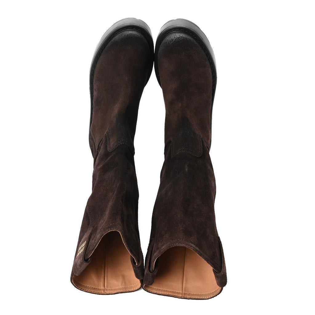 Vintage Effect Suede Mid Calf Boots  39 Morro