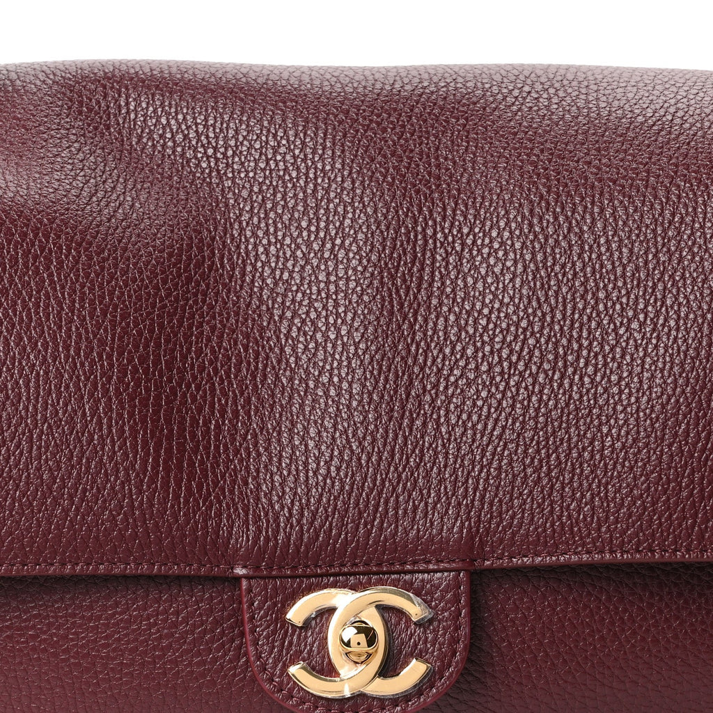 Grained Calfskin Small Souplissimo Maxi Flap Burgundy