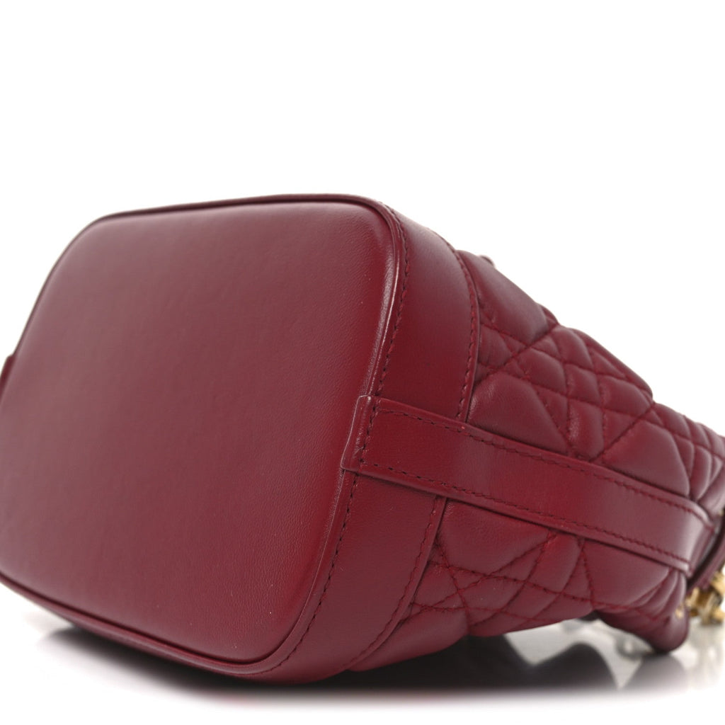 Lambskin Cannage Miss Dior Bucket Bag Cherry Red