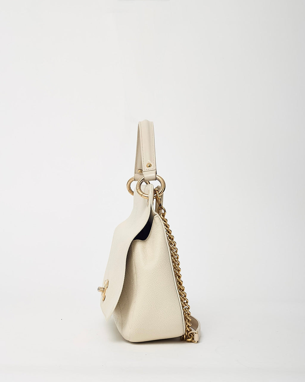 Chanel White Caviar Leather Large Top Handle Flap Bag with Removable Strap