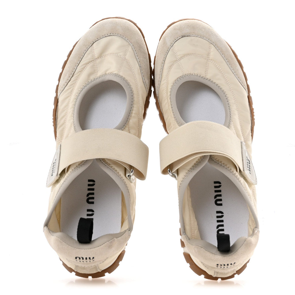 Technical Fabric Suede Womens Tyre Ballerina Flats 36.5 Ivory