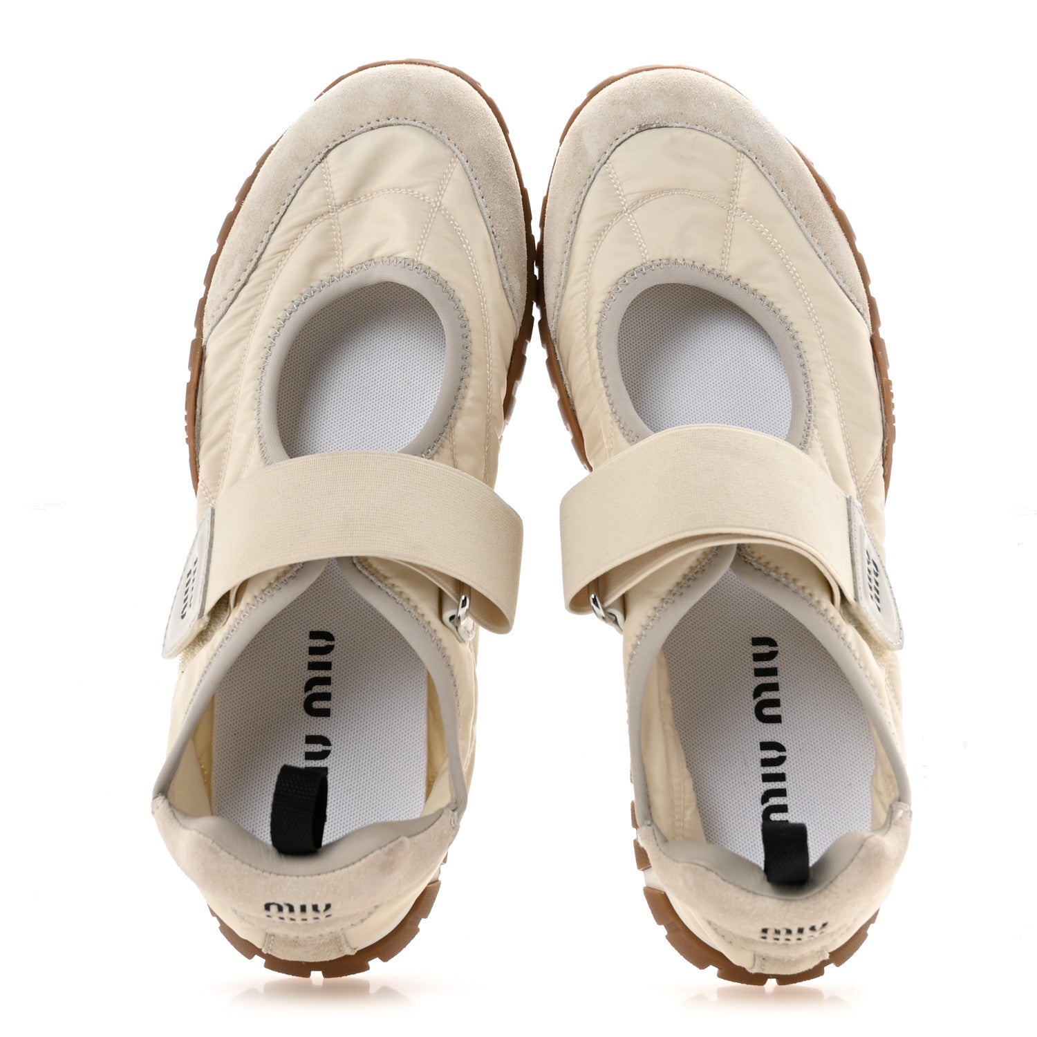 Technical Fabric Suede Womens Tyre Ballerina Flats 36.5 Ivory