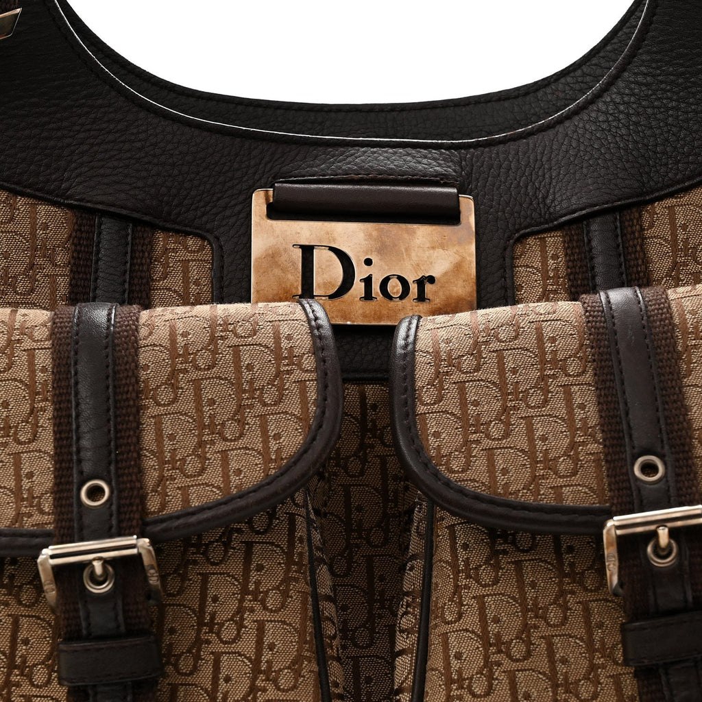 Monogram Pocket Satchel Brown Beige