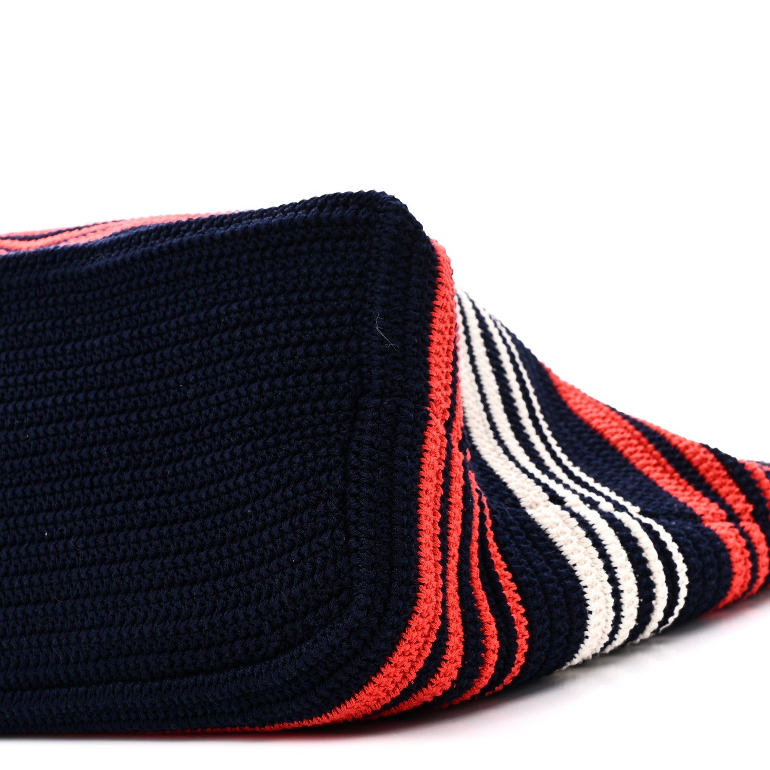 Fabric Crochet Striped Tote Bag Blue Red White