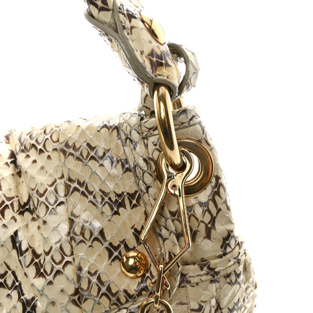 Snakeskin Small Matelasse Coffer Hobo Beige