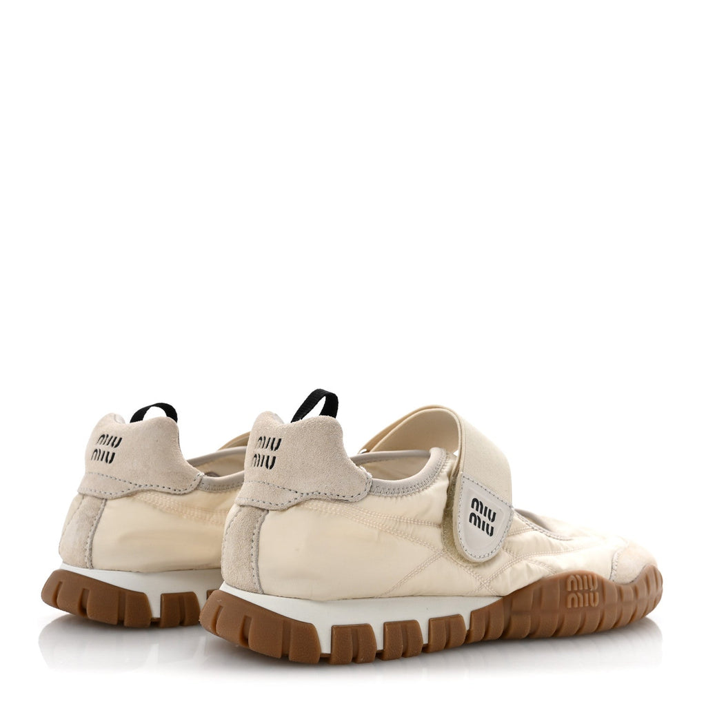 Technical Fabric Suede Womens Tyre Ballerina Flats 36.5 Ivory