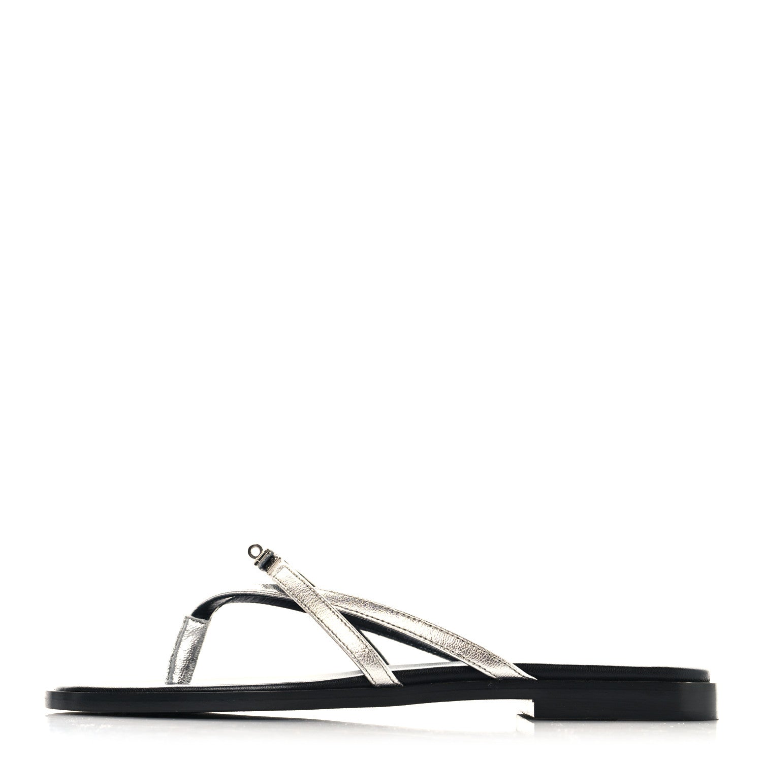 Metallic Goatskin Miss Sandals 37 Gris Argente