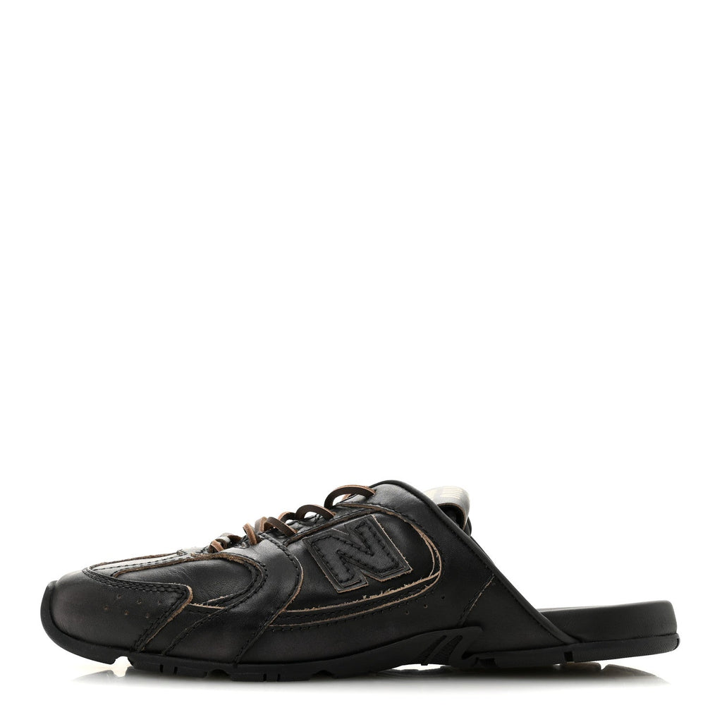 X NEW BALANCE Bleached Calfskin 530 SL Slip-On Sneakers Mules 36.5 Black