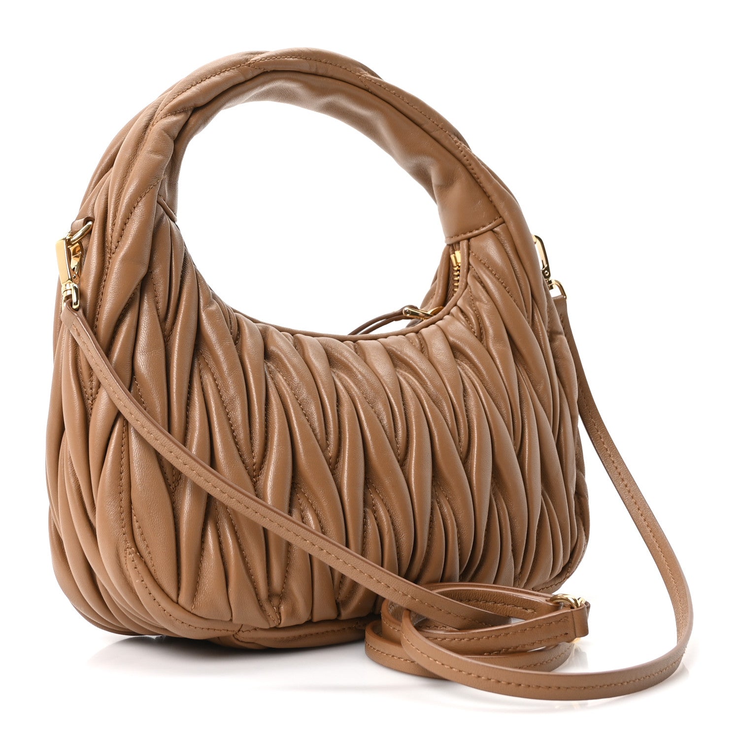 Nappa Matelasse Small Wander Hobo Caramel