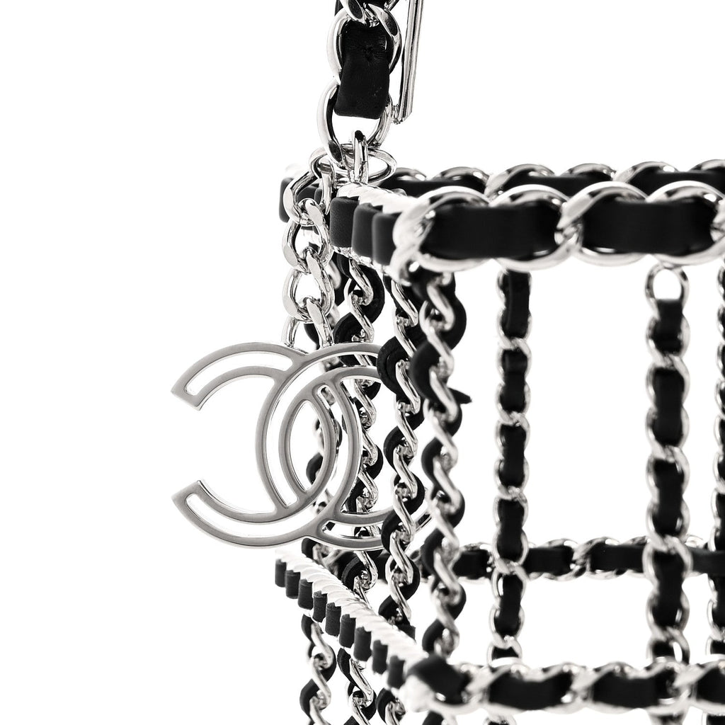 Brass Calfskin Grocery By Chanel Minaudiere Shopping Basket Silver