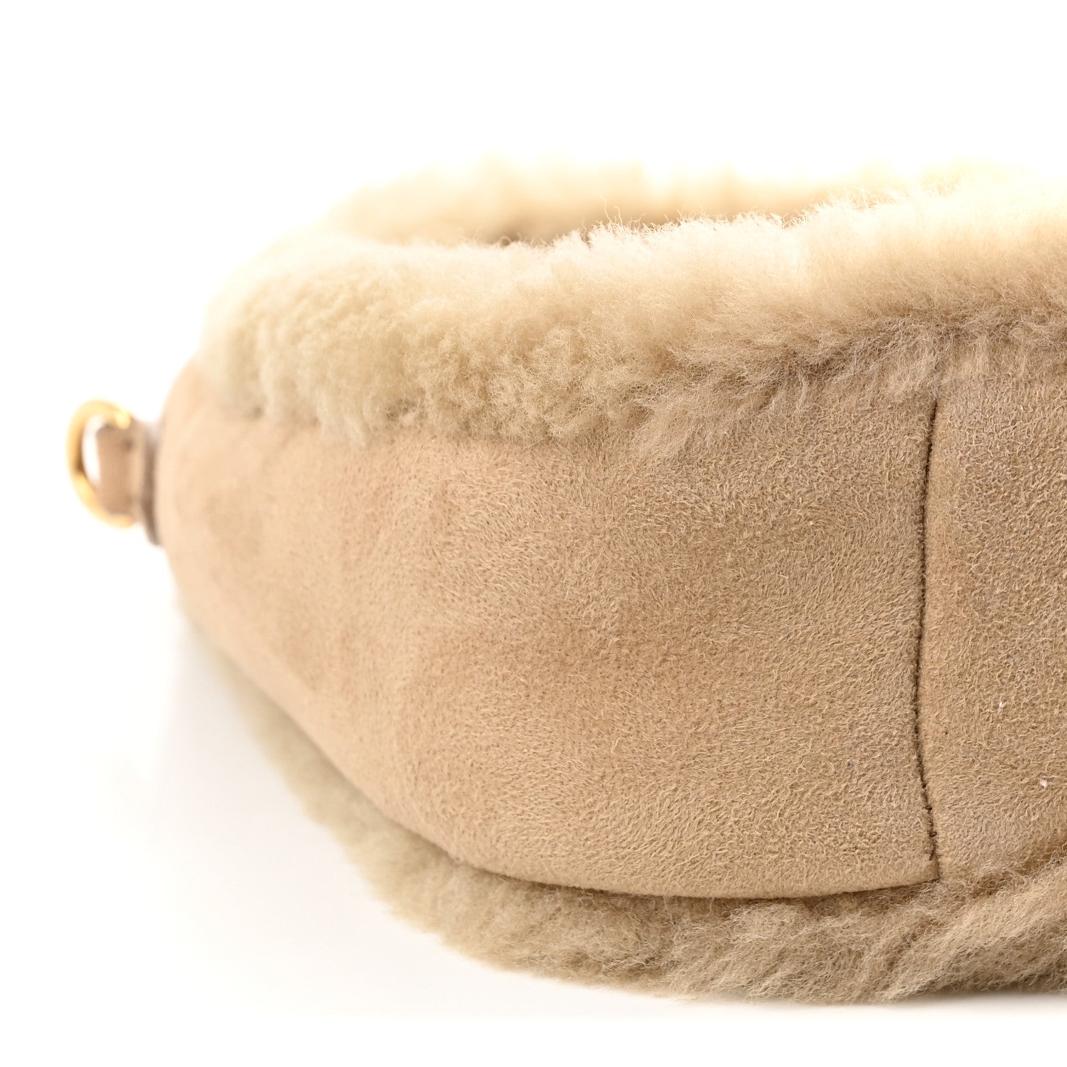 Suede Shearling Mini Wander Hobo Sabbia