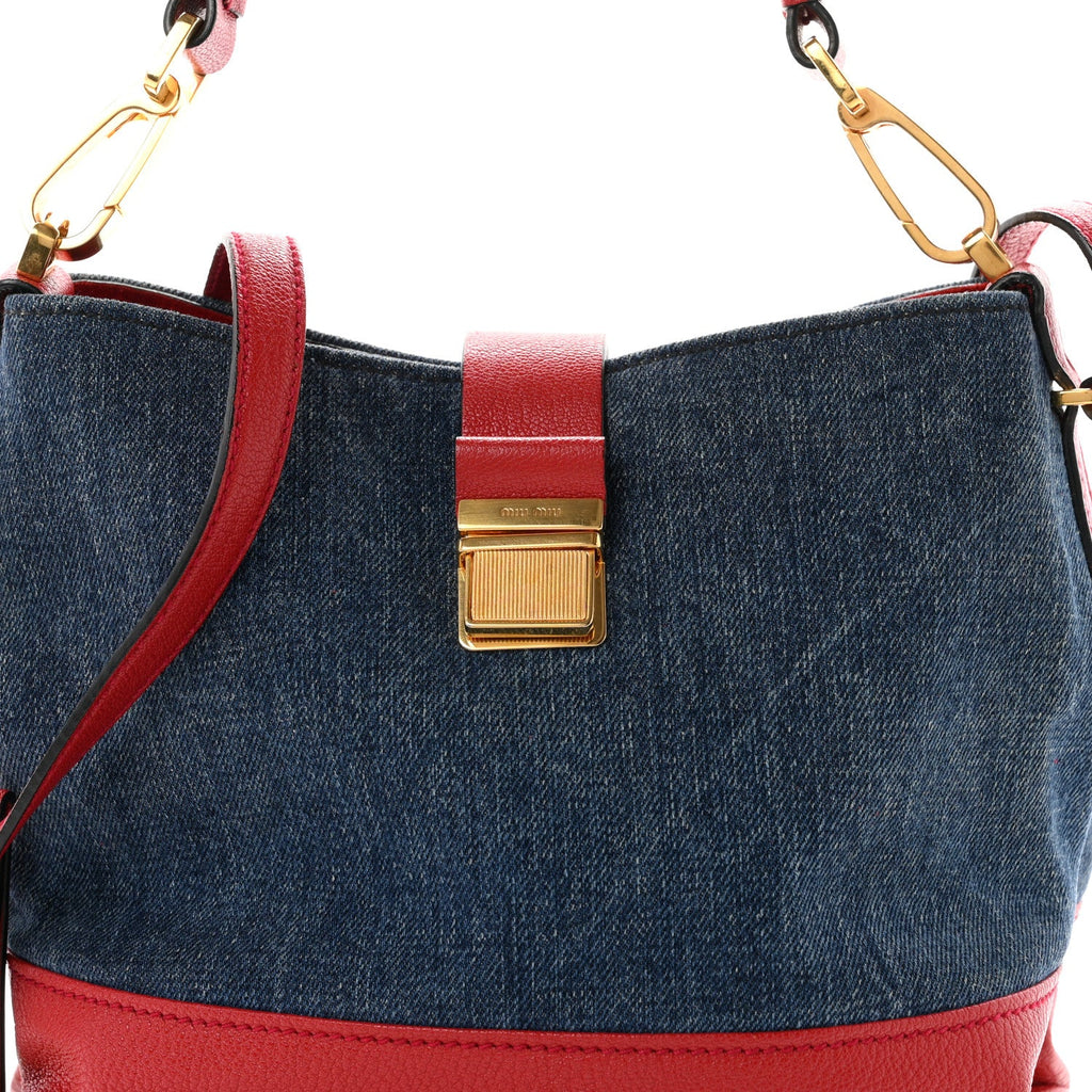 Denim Madras Hobo Bag Blue Fuoco
