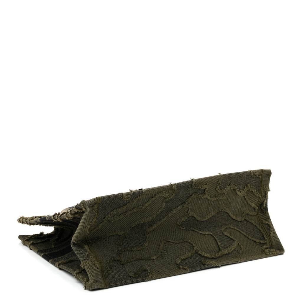Canvas Embroidered Camouflage Large Book Tote Green