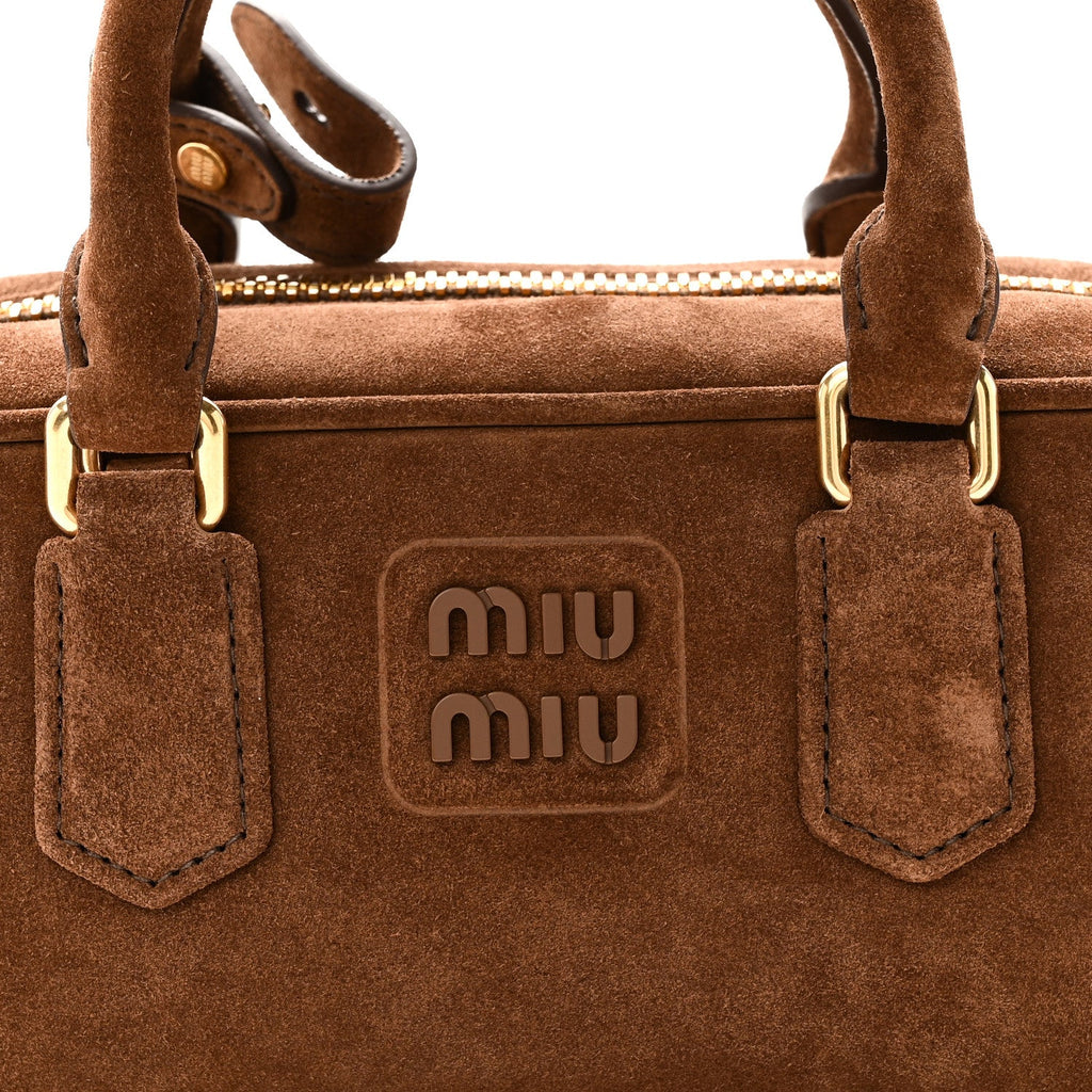 Suede Padded Regular Arcadie Top Handle Bag Cacao