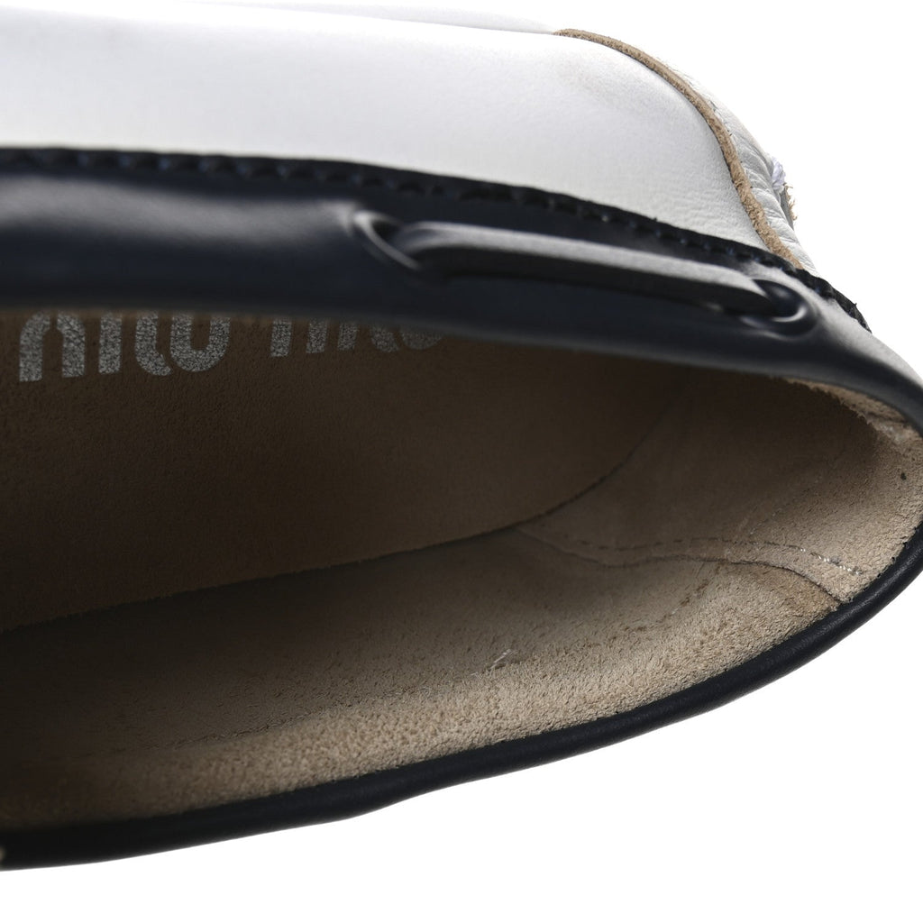 Vitello Deco Boat Loafers 37 White Black