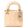 Patent Cannage Mini Lady Dior Beige