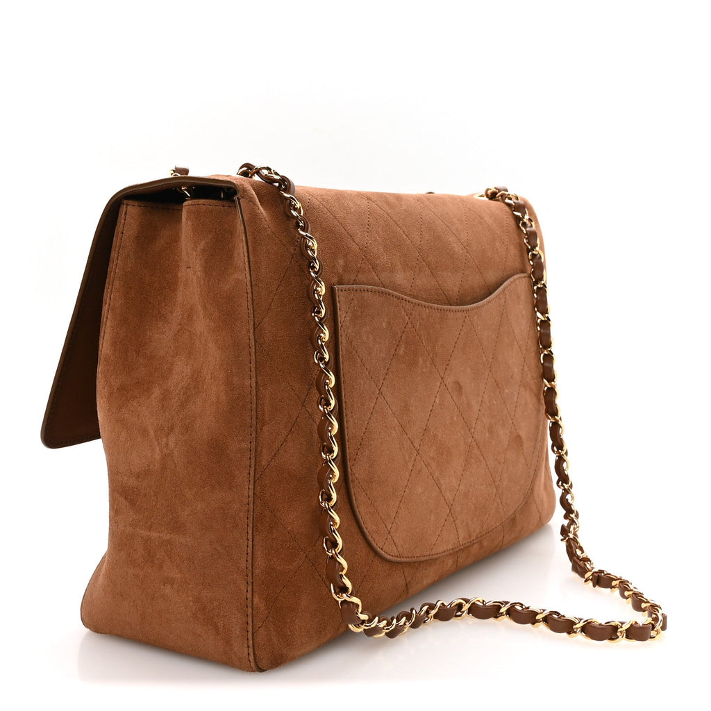 Suede Calfskin Souplissimo Maxi Flap Camel