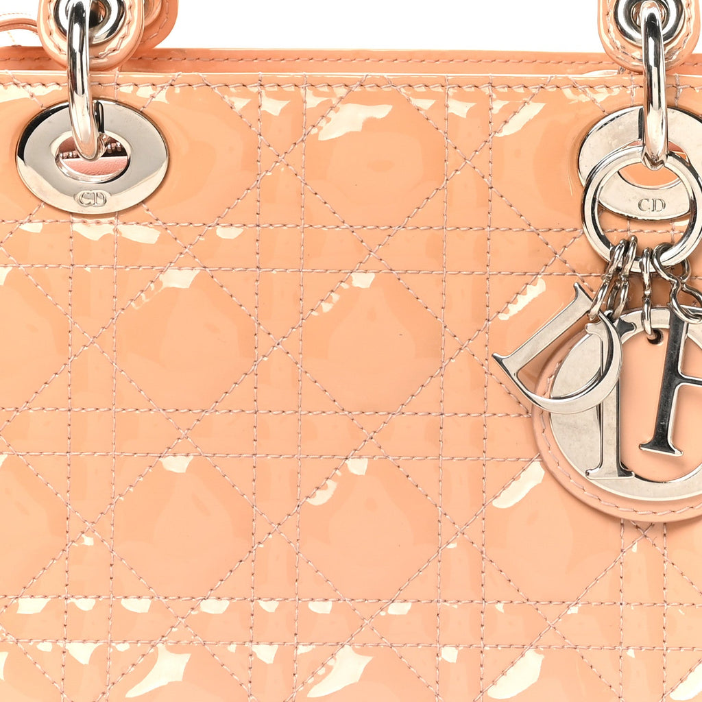 Patent Cannage Medium Lady Dior Rose Clair